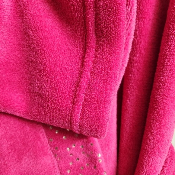 Ulta Beauty Robe S/M Bright Pink Soft Plush Bath Wrap Belted With Sparkles - Picture 6 of 9
